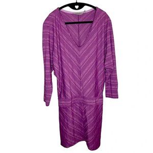 Athleta Sparklelust Purple V-neck dolman sleeve drop waist dress, Large
